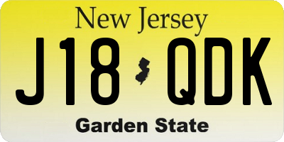 NJ license plate J18QDK