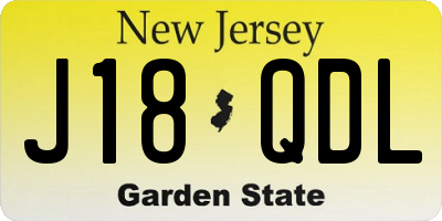 NJ license plate J18QDL