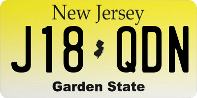 NJ license plate J18QDN
