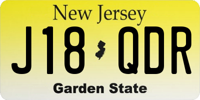 NJ license plate J18QDR
