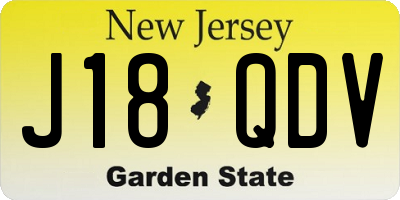 NJ license plate J18QDV
