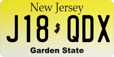 NJ license plate J18QDX