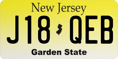 NJ license plate J18QEB