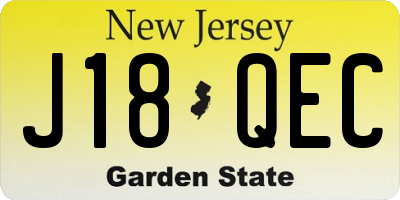 NJ license plate J18QEC