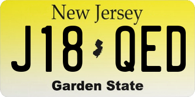 NJ license plate J18QED