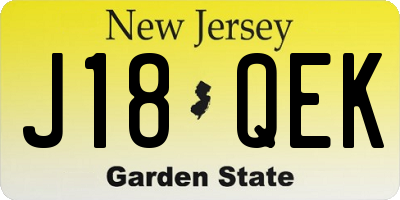 NJ license plate J18QEK
