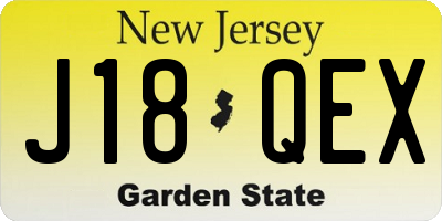 NJ license plate J18QEX