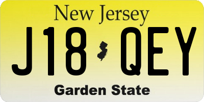 NJ license plate J18QEY