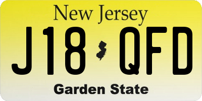 NJ license plate J18QFD