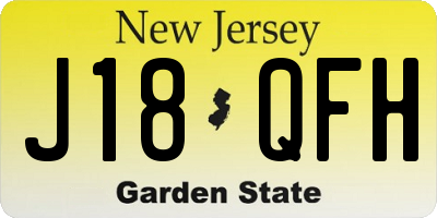NJ license plate J18QFH