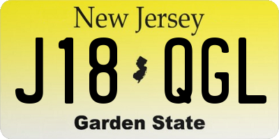 NJ license plate J18QGL