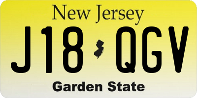 NJ license plate J18QGV