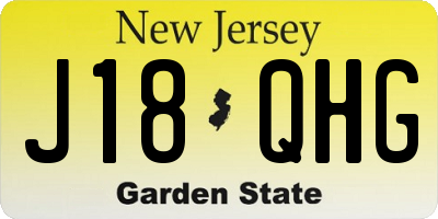 NJ license plate J18QHG