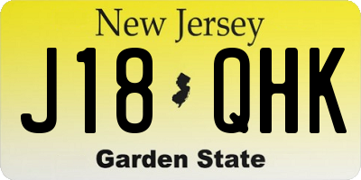 NJ license plate J18QHK