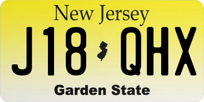 NJ license plate J18QHX