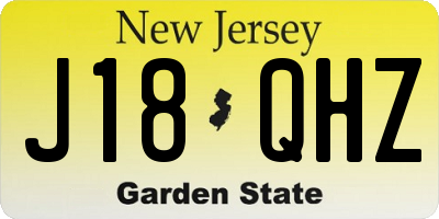 NJ license plate J18QHZ