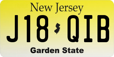 NJ license plate J18QIB