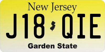 NJ license plate J18QIE