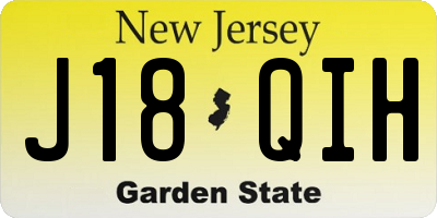 NJ license plate J18QIH