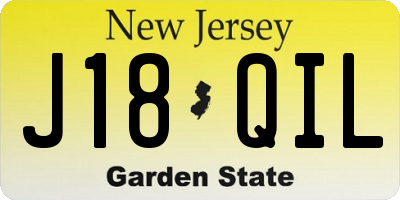 NJ license plate J18QIL