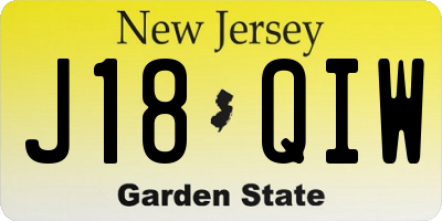 NJ license plate J18QIW