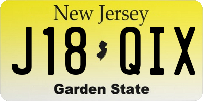 NJ license plate J18QIX