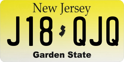 NJ license plate J18QJQ