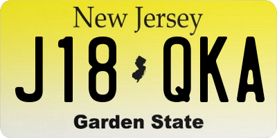 NJ license plate J18QKA
