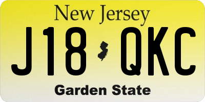 NJ license plate J18QKC