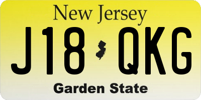 NJ license plate J18QKG