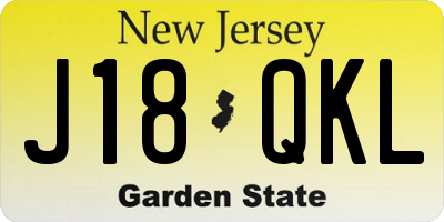 NJ license plate J18QKL