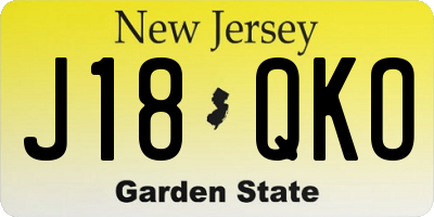 NJ license plate J18QKO