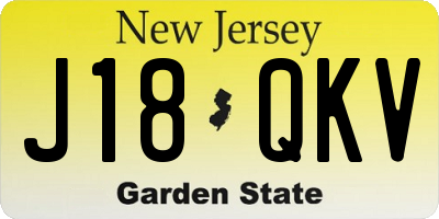 NJ license plate J18QKV