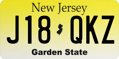 NJ license plate J18QKZ