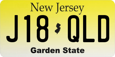 NJ license plate J18QLD
