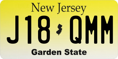 NJ license plate J18QMM