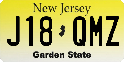 NJ license plate J18QMZ