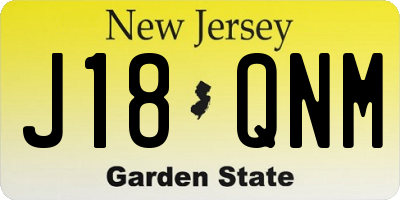 NJ license plate J18QNM