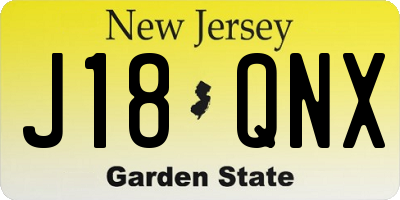 NJ license plate J18QNX
