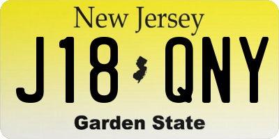 NJ license plate J18QNY