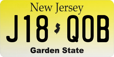 NJ license plate J18QOB