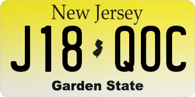 NJ license plate J18QOC