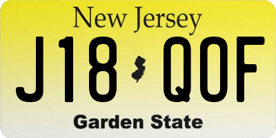 NJ license plate J18QOF