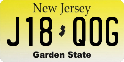 NJ license plate J18QOG