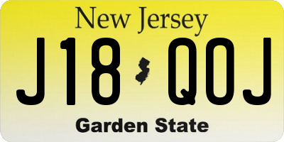 NJ license plate J18QOJ