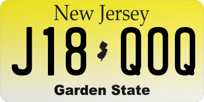 NJ license plate J18QOQ
