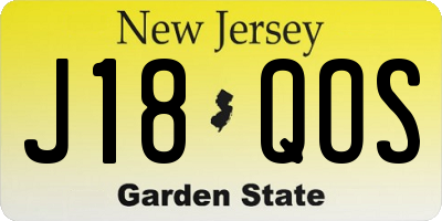 NJ license plate J18QOS