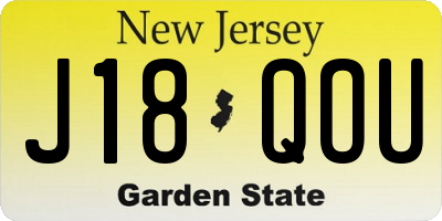 NJ license plate J18QOU