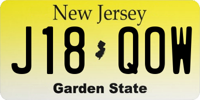 NJ license plate J18QOW