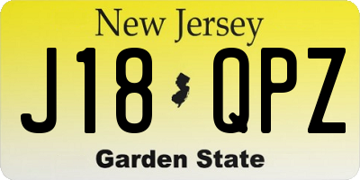 NJ license plate J18QPZ